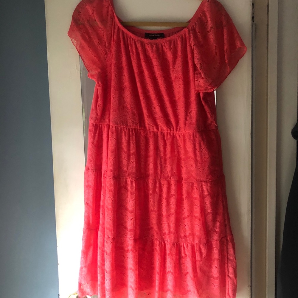 Pink floral lace dress